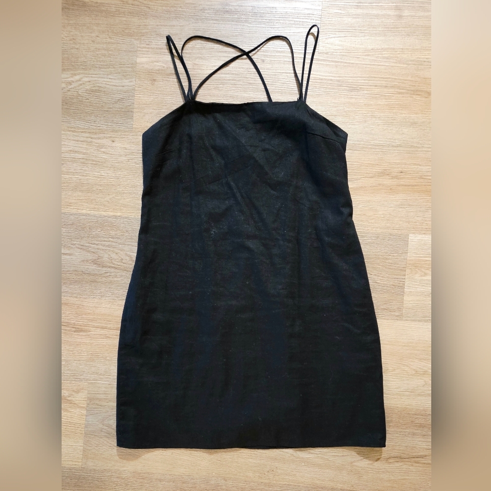 H&M Black Double-Strap Mini Dress